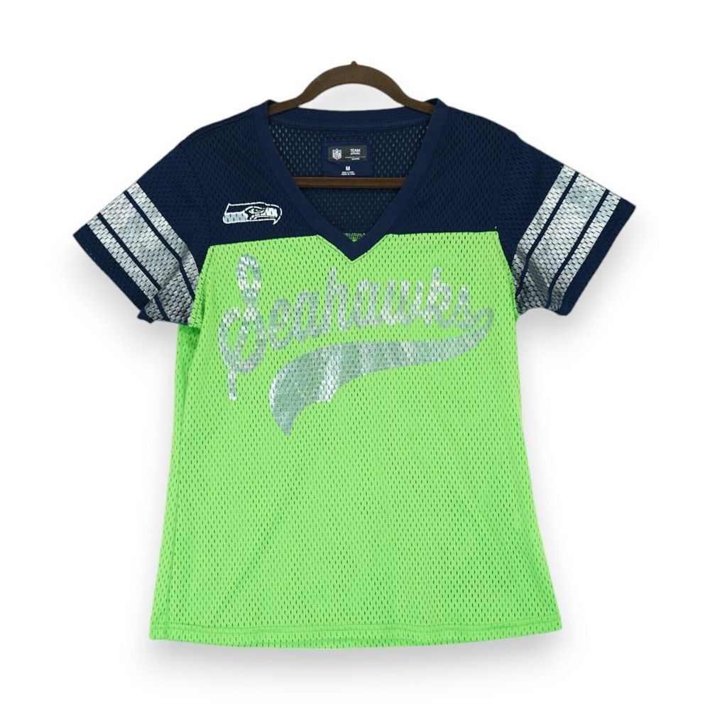 NFL Womens Seattle Seahawks Jersey Size Medium‎ Green & Blue Short Sleeve